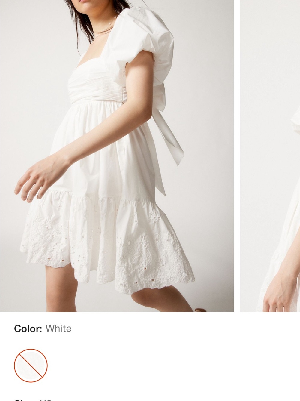 En Saison Juliet White Puff-Sleeve Eyelet Mini Dress